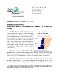 Microsoft Word - Pew Global Attitudes Report on Veil  Ban - July 8.doc