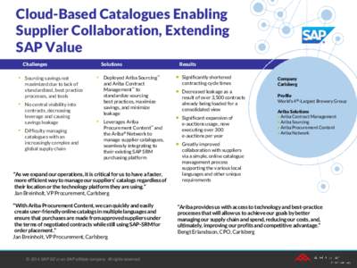 Cloud-Based Catalogues Enabling Supplier Collaboration, Extending SAP Value Challenges  •