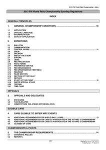 2013 FIA World Rally Championship - Index[removed]FIA World Rally Championship Sporting Regulations