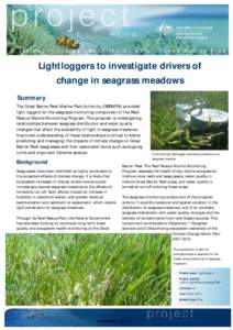 Lightloggers to investigate drivers of change in seagrass meadows Summary The Great Barrier Reef Marine Park Authority (GBRMPA) provided light loggers for the seagrass monitoring component of the Reef Rescue Marine Monit