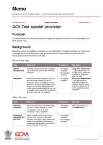 Memo[removed]Senior secondary: QCS Test special provision
