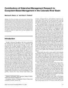 Land Stewardship in the 21st Century: The Contributions of Watershed Management