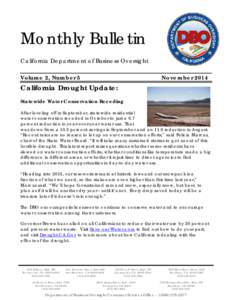 Monthly Bulletin California Department of Business Oversight Volume 2, Number 5 November 2014