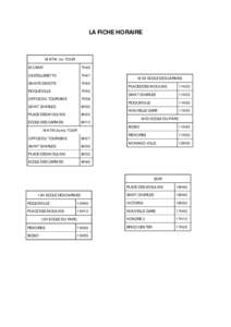 LA FICHE HORAIRE  MATIN 1er TOUR MC BAR  7H45