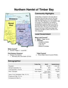 Northern Hamlet of Timber Bay Community Highlights Athabasca Boreal West Churchill