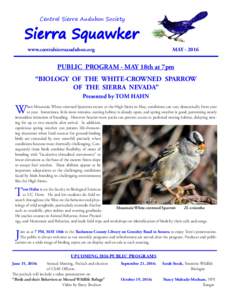 Central Sierra Audubon Society  Sierra Squawker www.centralsierraaudubon.org