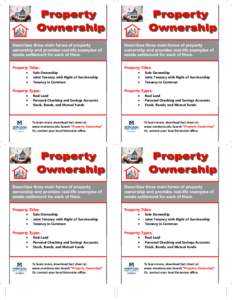 Describes three main forms of property ownership and provides real-life examples of estate settlement for each of them. Describes three main forms of property ownership and provides real-life examples of