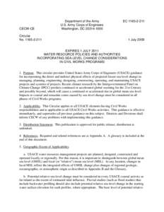 Department of the Army U.S. Army Corps of Engineers Washington, DC[removed]CECW-CE Circular