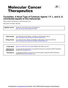 Cyclotides: A Novel Type of Cytotoxic Agents 1 P. L. and U. G. contributed equally to this manuscript. Petra Lindholm, Ulf Göransson, Senia Johansson, et al.