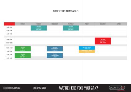 ECCENTRIC TIMETABLE  MAJURA MONDAY