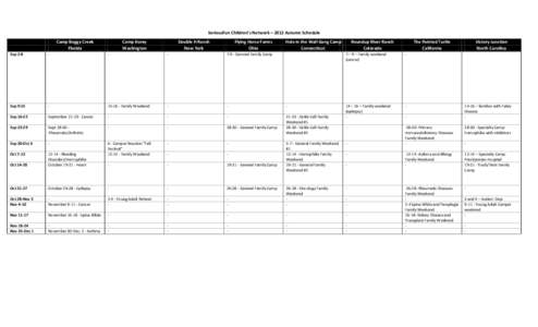 SeriousFun Children’s Network – 2012 Autumn Schedule Camp Boggy Creek Florida Camp Korey Washington