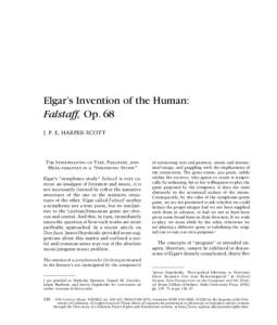 19 TH CENTURY MUSIC Elgar’s Invention of the Human: Falstaff, Op. 68