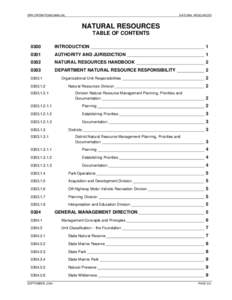 DPR OPERATIONS MANUAL  NATURAL RESOURCES NATURAL RESOURCES TABLE OF CONTENTS