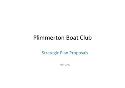 Plimmerton Boat Club Strategic Plan Proposals May 2012 Background • Strategic Plan for PBC being formulated to present to members at