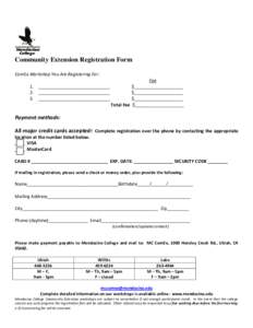 Community Extension Registration Form ComEx Workshop You Are Registering For: Fee 1. _____________________________ $____________________