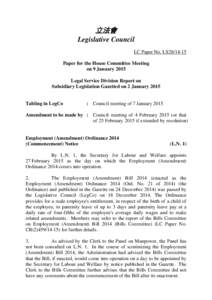 立法會 Legislative Council LC Paper No. LS28[removed]Paper for the House Committee Meeting on 9 January 2015 Legal Service Division Report on