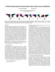 A Tactile-Proprioceptive Communication Aid for Users who are Deafblind Vinitha Khambadkar ∗ Eelke Folmer †  Department of Computer Science & Engineering