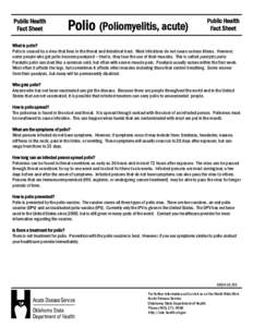 Public Health Fact Sheet Polio (Poliomyelitis, acute)  Public Health