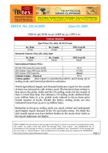 IBTEX No. 122 ofJune 13, 2018 USD 67.58| EUR 79.40 | GBP 90.32 | JPY 0.61