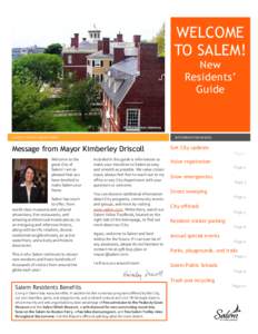 WELCOME TO SALEM! New Residents’ Guide