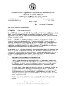 North Carolina Department of Health and Human Services Division of Social Services 2420 Mail Service Center • Raleigh, North Carolina[removed]Courier # [removed]Fax[removed]Michael F. Easley, Governor