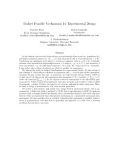 Budget Feasible Mechanisms for Experimental Design Thibaut Horel ´ Ecole Normale Sup´erieure 