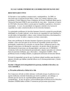 EL SALVADOR: INFORME DE LOS DERECHOS HUMANOS[removed]EL SALVADOR 2013 Human Rights Report - Spanish translation)