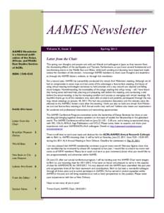 AAMES Newsletter AAMES Newsletter is a biannual publication of the Asian, African, and Middle East Studies Section of ACRL