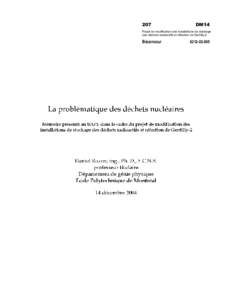 207  DM14 Projet de modification des installations de stockage des déchets radioactifs et réfection de Gentilly-2