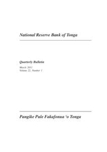 National Reserve Bank of Tonga  Quarterly Bulletin March 2011 Volume 22, Number 1