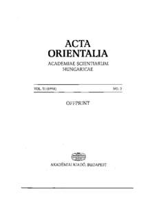 ACTA  ORIENTALIA ACADEMIAE SCIENTIARUM
