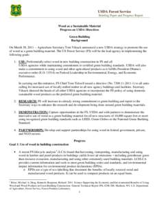 USDA Forest Service Briefing Paper and Progress Report Wood as a Sustainable Material Progress on USDA Directives Green Building Background