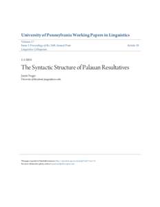 University of Pennsylvania Working Papers in Linguistics Volume 17 Issue 1 Proceedings of the 34th Annual Penn Linguistics Colloquium  Article 19