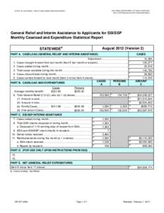 CALIFORNIA DEPARTMENT OF SOCIAL SERVICES DATA SYSTEMS AND SURVEY DESIGN BUREAU STATE OF CALIFORNIA - HEALTH AND HUMAN SERVICES AGENCY  General Relief and Interim Assistance to Applicants for SSI/SSP