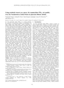 GEOPHYSICAL RESEARCH LETTERS, VOL. 40, 755–760, doi:[removed]grl.50162, 2013  Using synthetic tracers as a proxy for summertime PM2.5 air quality over the Northeastern United States in physical climate models Yuanyuan F