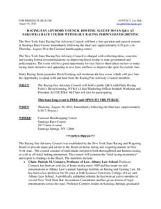 FOR IMMEDIATE RELEASE August 16, 2012 CONTACT: Lee Park [removed]