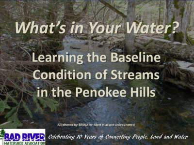 What’s in Your Water? Learning the Baseline Condition of Streams in the Penokee Hills All photos by BRWA or Matt Hudson unless noted