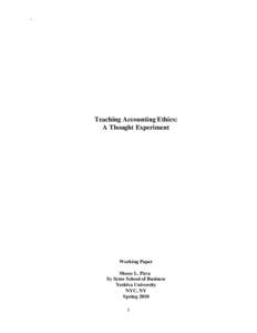 ,  Teaching Accounting Ethics: A Thought Experiment  Working Paper