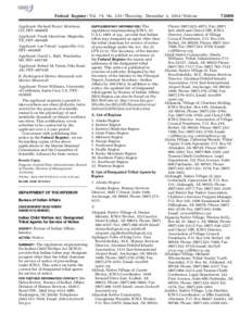 Federal Register / Vol. 79, No[removed]Thursday, December 4, [removed]Notices Applicant: Richard Boyer, Morrison, CO; PRT–46005B Applicant: Frank Giacalone, Magnolia, TX; PRT–46530B Applicant: Lee Friend, Loganville, GA