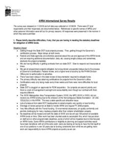 ARRA Informational Survey Results