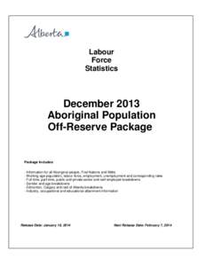 Labour Force Statistics December 2013 Aboriginal Population