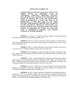 RESOLUTION NUMBER 3287 A RESOLUTION OF THE CITY COUNCIL OF THE CITY OF PERRIS, COUNTY OF RIVERSIDE,