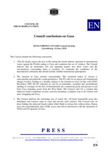 EN  COUNCIL OF THE EUROPEAN UNION  Council conclusions on Gaza