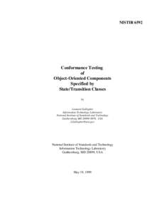 NISTIR[removed]Conformance Testing of Object-Oriented Components Specified by