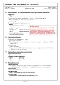 Safety data sheet in accordance withEC Status: Trade name: Tin Product no.: VDM005