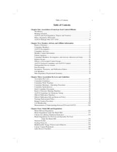 Table of Contents  Table of Contents Chapter One: Association of American Feed Control Officials The History ............................................................................................................ 1 