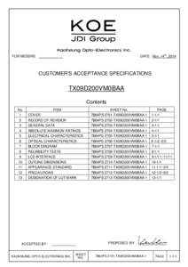 DATE : Nov. 14th ,2014  FOR MESSRS : CUSTOMER’S ACCEPTANCE SPECIFICATIONS