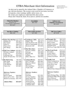 OTBA Merchant Alert Information  Last Revised[removed]But check website for latest updates to this list)