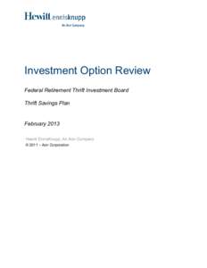 Thrift Savings Plan / Collective investment scheme / Hedge fund / Asset allocation / Defined contribution plan / Private equity / Federal Retirement Thrift Investment Board / TSPTALK / Andrew Saul / Financial economics / Investment / Finance