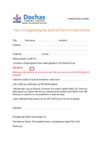 Dochas  Scottish Charity No[removed]CARERS CENTRE